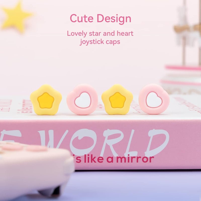 GEEKSHARE Cute Silicone Joy Con Thumb Grip Caps, Joystick Cover Compatible with Switch/OLED/Switch Lite,4PCS - Cream Heart - Image 2
